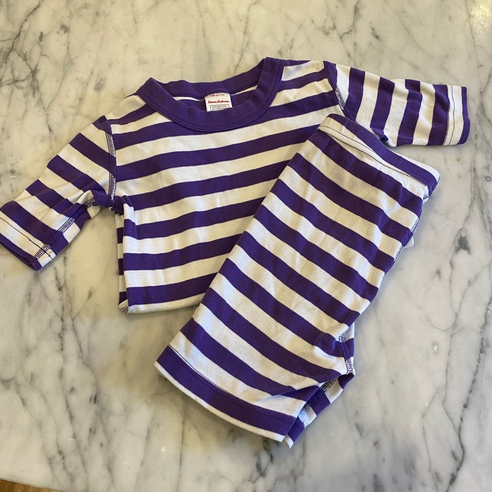 Hanna Andersson size 8 130cm purple/white short pajama set EUC